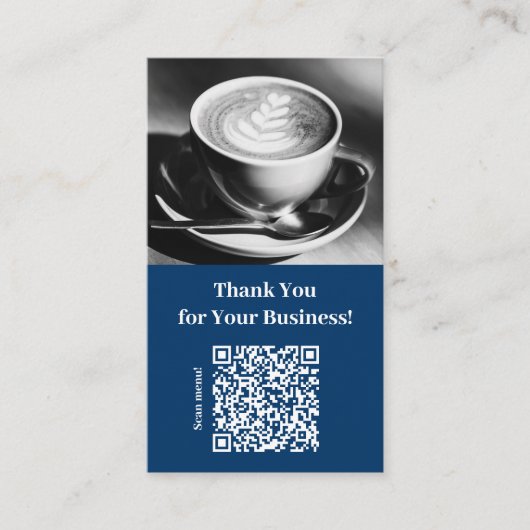  Thank You with QR Code - Blue Café Klantenkaartje (Voorkant)