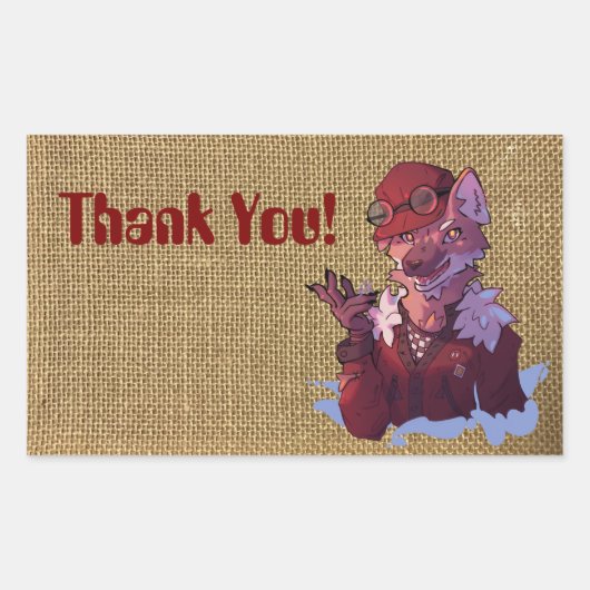 Thank you wolf rechthoekige sticker (Voorkant)