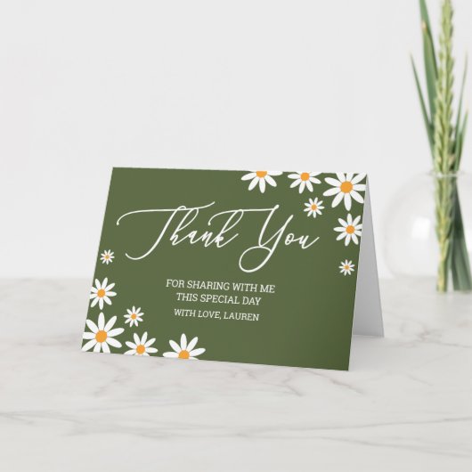 Thank yoy card boho Daisy green Bedankkaart (Voorkant)