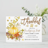 Thankful AF Thanksgiving Invitation Kaart (Staand voorkant)