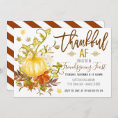 Thankful AF Thanksgiving Invitation Kaart (Voorkant / Achterkant)