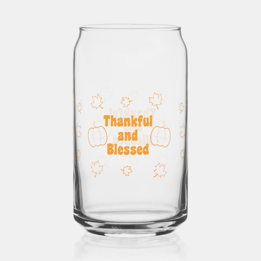 Thankful and Blessed Can Glass Thanksgiving Blikvorm Glas (Voorkant)