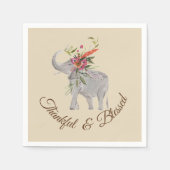 Thankful and Blessed Elephant Thanksgiving Servet (Voorkant)