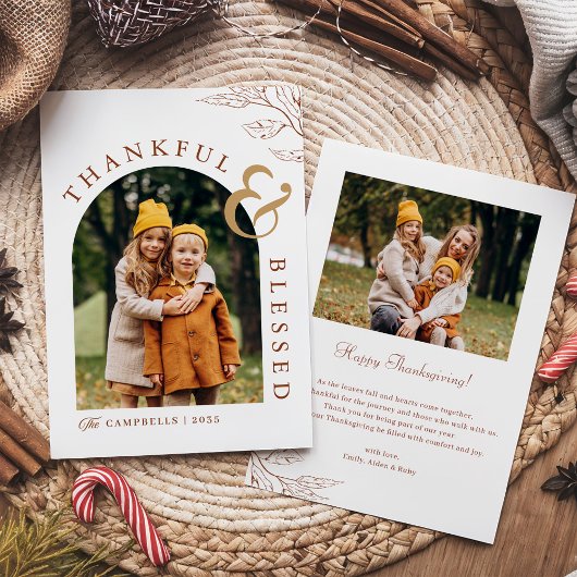 Thankful and Blessed Happy Thanksgiving Photo Feestdagenkaart