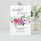 Thankful and Blessed Purple Pink Flowers Pregnancy Aankondiging (Staand voorkant)