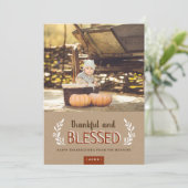 Thankful and Blessed Thanksgiving Photo Card Feestdagenkaart (Staand voorkant)