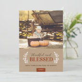 Thankful and Blessed Thanksgiving Photo Card Feestdagenkaart (Staand voorkant)