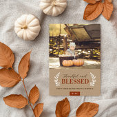 Thankful and Blessed Thanksgiving Photo Card Feestdagenkaart