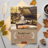 Thankful and Blessed Thanksgiving Photo Card Feestdagenkaart