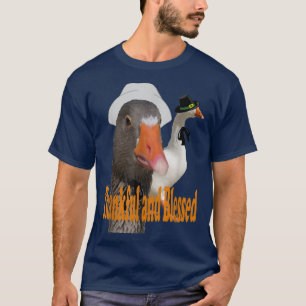 Thankful and Blessed Thanksgiving Pilgrim Ducks in T-shirt