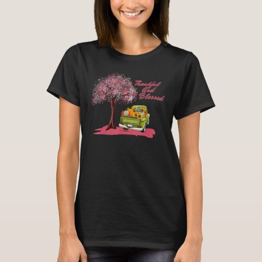 Thankful And Blessed Thanksgiving pumpkin and autu T-shirt (Voorkant)