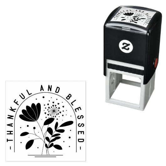 Thankful And Blessed Typography  Zelfinktende Stempel (In situ)