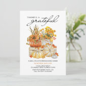 Thankful and Grateful Pumpkin Harvest Thanksgiving Kaart (Staand voorkant)