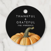 Thankful and grateful tag with pumpkin bedankjes labels (Voorkant)