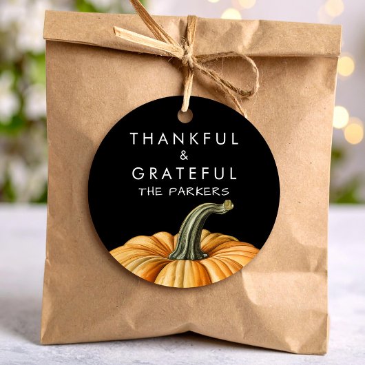 Thankful and grateful tag with pumpkin bedankjes labels