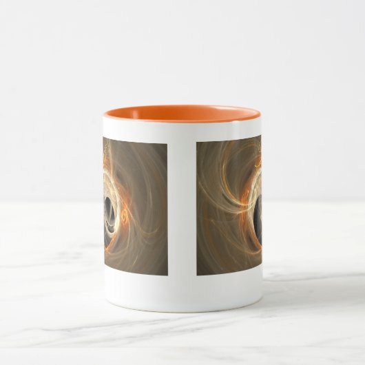 Thankful and Grateful Text Fractal Heart Design Mok (Midden)