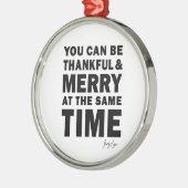 Thankful and Merry Round Christmas Ornament (Links)