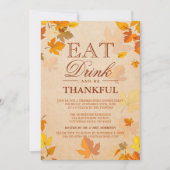 Thankful Autumn laat Thanksgiving Dinner Party ove Kaart (Voorkant)
