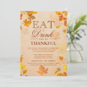 Thankful Autumn laat Thanksgiving Dinner Party ove Kaart (Staand voorkant)