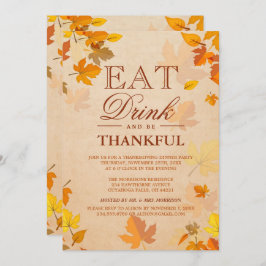 Thankful Autumn laat Thanksgiving Dinner Party ove Kaart