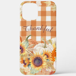 Thankful Autumn Pumpkin Sunflower Farmhouse Check Case-Mate iPhone Case