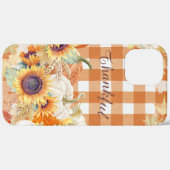 Thankful Autumn Pumpkin Sunflower Farmhouse Check Case-Mate iPhone Case (Achterkant / Rechts)