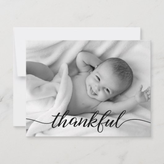 Thankful Baby Photo Birth Announement Aankondiging (Voorkant)