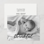 Thankful Baby Photo Birth Announement Aankondiging (Voorkant / Achterkant)