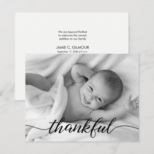 Thankful Baby Photo Birth Announement Aankondiging (Voorkant / Achterkant)