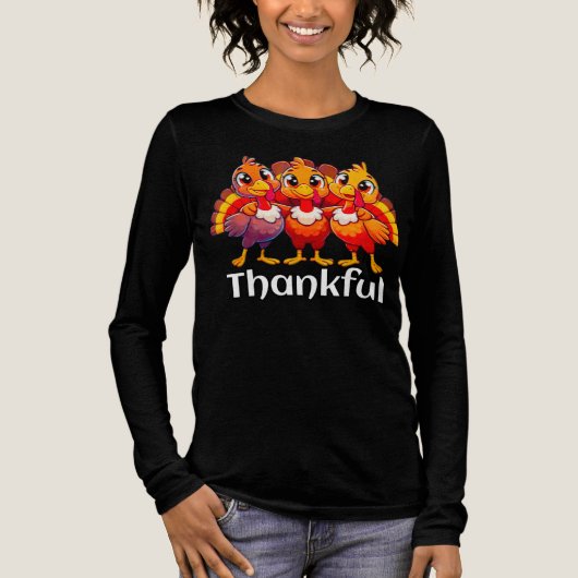 Thankful baby turkey funny cartoon  Tri-Blend shirt (Voorkant)