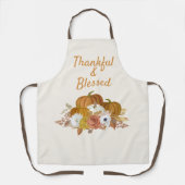 Thankful Bless Autumn Oranje White Pumpkins Schort (Voorkant)