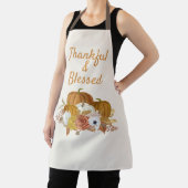 Thankful Bless Autumn Oranje White Pumpkins Schort (Insitu)