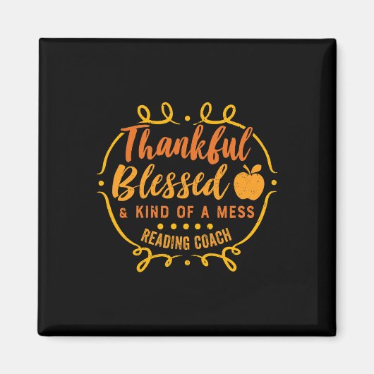 Thankful Bless Reading Coach Thanksgiving Herfst A Magneet (Voorkant)