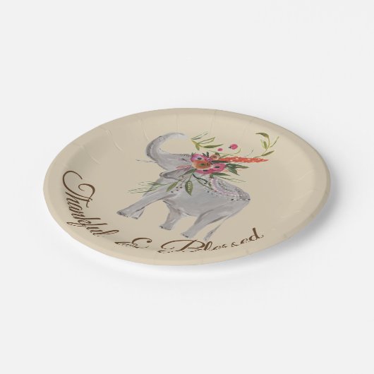 Thankful & Blessed Elephant Thanksgiving Papieren Bordje (Gekanteld)