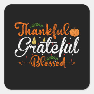 Thankful Blessed Family Kinder Matching Thanksgivi Vierkante Sticker