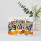 Thankful Blessed Family Photo Collage Thanksgiving Briefkaart (Staand voorkant)
