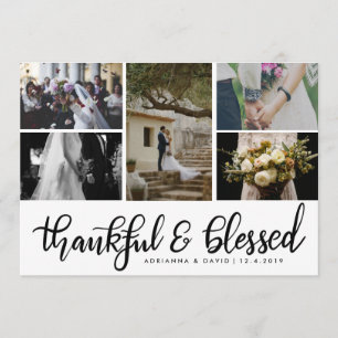 Thankful & Blessed Five Couple Photo Wedding Bedankkaart