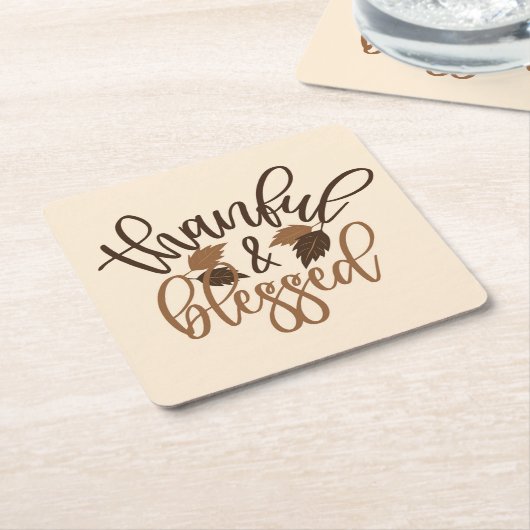 Thankful & Blessed Kartonnen Onderzetters (Schuin)