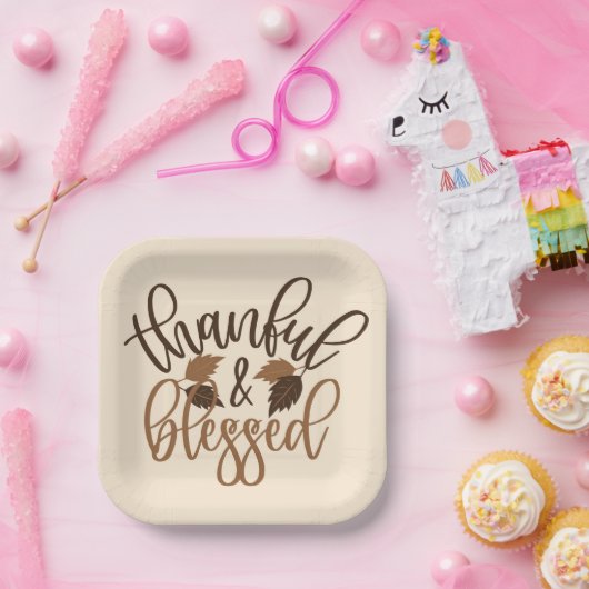 Thankful & Blessed Papieren Bordje (Feest)