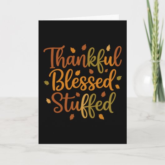 Thankful Blessed Stuffed Thanksgiving Card Kaart (Voorkant)