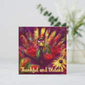 Thankful Blessed Turkey Personalized Thanksgiving Kaart (Staand voorkant)