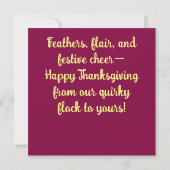 Thankful Blessed Turkey Personalized Thanksgiving Kaart (Achterkant)