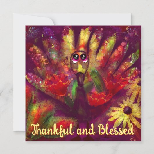 Thankful Blessed Turkey Personalized Thanksgiving Kaart (Voorkant)