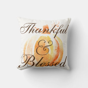 Thankful & Blessed Waterverf Pumpkin Polka Dots Kussen