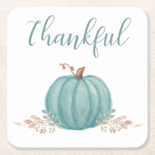 "Thankful Blue Pumpkin" Kartonnen Onderzetters (Voorkant)