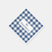 Thankful Blue White Gingham Check Thanksgiving Servet (Hoek)