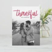 Thankful Brushed | Thanksgiving-fotokaart Feestdagenkaart (Staand voorkant)