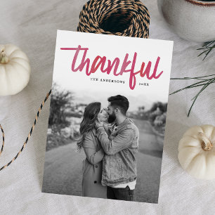 Thankful Brushed Thanksgiving-fotokaart Feestdagenkaart