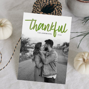 Thankful Brushed Thanksgiving-fotokaart Feestdagenkaart
