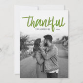 Thankful Brushed | Thanksgiving-fotokaart Feestdagenkaart (Voorkant)